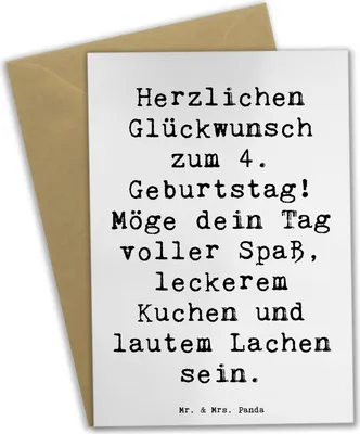 Produktbild von Mr. & Mrs. Panda babykarte Spruch 4. Geburtstag - Weiß - Geschenk, weihnachtskarten, Happy Birthday, einladungskarten, osterkarte, Alter, vatertagskarte, Kindergeburtstag