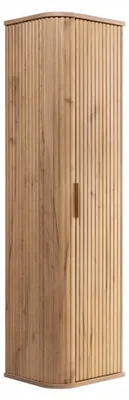 Zdjęcie produktu dla Słupek Łazienkowy Szafka Łazienkowa Wisząca 139 Cm Dąb Ryflowane Fronty
