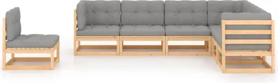 Produktbild von vidaXL 7-tlg. Garten-Lounge-Set mit Kissen Massivholz Kiefer