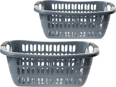 Produktbild von Große Wäschewanne Set grau, ergonomische Griffe, vielseitig, robust 2er