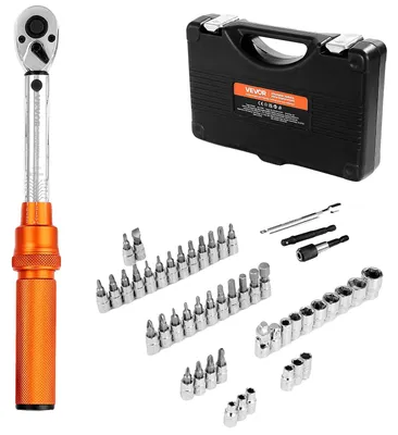 Productafbeelding van VEVOR Klik-momentsleutel, 1/4-inch aandrijving, 2,3–27,1 Nm, bidirectioneel momentsleutel, 72 tanden, ±3% hoge nauwkeurigheid, voor autoreparatie, oranje