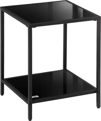 Produktbild von HOMCOM Beistelltisch, Couchtisch mit 2 Ebenen, Kaffeetisch aus Hartglas Schwarz