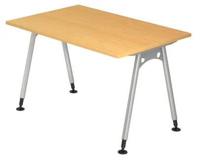 Zdjęcie produktu dla Biurko bümö seria A – wykończenie: buk, wymiary: 120 x 80 cm
