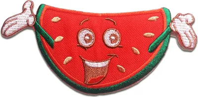 Produktbild von Wassermelone Frucht Obst - Aufnäher, Bügelbild, Aufbügler, Applikationen, Patches, Flicken, Zum Aufbügeln, Größe: 12.5 x 5.6 cm