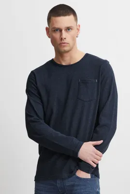 Produktbild von Blend 20715015 Tee Herren Sweatshirt Pullover Pulli Longsleeve Frottee-Optik Brusttasche uifarben Regular Fit Baumwoll-Polyester-Qualität