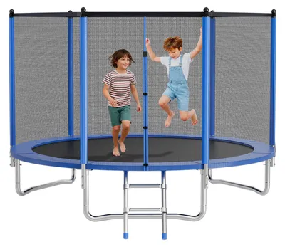 Produktbild von VEVOR Outdoor Trampolin Bodentrampolin 305 x 305 cm mit Sicherheitsnetz & Stahlr