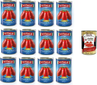 Produktbild von Vitale Pomodori pelati Geschälte Tomaten 12x 400gr + Italian Gourmet Polpa 400g