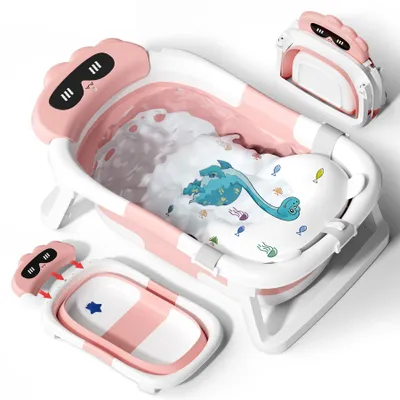Immagine prodotto di Solidchoice - Vaschetta da bagno pieghevole per bambini, con cuscino di supporto e tappetino antiscivolo