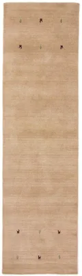 Image de carpetfine Tapis de laine Gabbeh Uni couloir Beige 80x400 cm | Tapis moderne pour le salon et la chambre à coucher