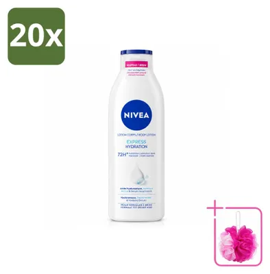 Imagen del producto de 20 unidades de crema corporal NIVEA Express, 250 ml, pack económico