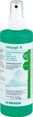 Immagine prodotto di Bottiglia Spray Softasept N 250 ml - Disinfettante Cutaneo Colorato