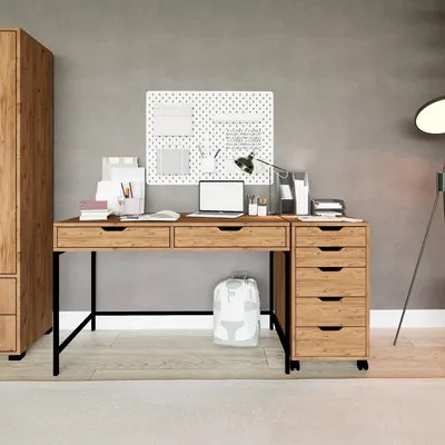 Produktbild von Skye Decor, Hochwertiger Schreibtisch, 160 x 77,4 x 55 cm, Atlantik-Kiefer, 100% melaminbeschichtete Spanplatte, 18 mm dick | Perfekt für modernes Home Office & Arbeitsräume, elegantes Design.