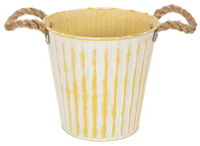 Produktbild von Metalltopf Gelb Shabby Chic Ø18cm Frühlingsdeko Pflanzgefäß