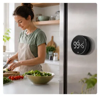 Immagine prodotto di Timer digitale da cucina, display a LED, nero, magnetico