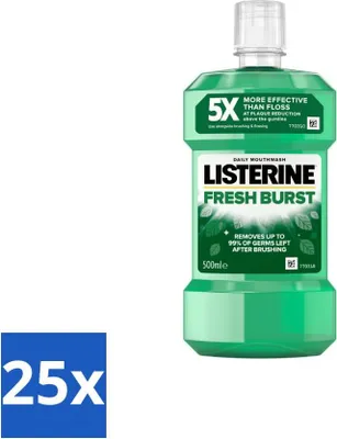 Imagen del producto de Listerine - Enjuague bucal - Sabor Fresco Intenso - Fortalece los dientes - 500 ml - Paquete económico - 25 unidades