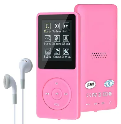Image de Lecteur MP3/MP4, 8 Go, portable, son Hi-Fi, enregistrement vidéo/audio/radio FM/lecteur de livres électroniques, compatible jusqu'à 64 Go (rose)
