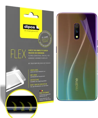 Produktbild von 2x Schutzfolie für Oppo Realme X Rückseite Folie, 100% Displayabdeckung, dipos Flex