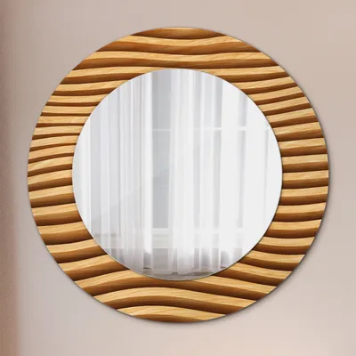 Produktbild von Ø60cm Modern Spiegel - Wandspiegel Wandmontage- Schlafzimmer - Holz Welle