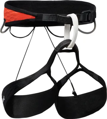 Klettergurt "Airnet Harness" von Black Diamond; schwarz mit orangefarbenen Akzenten; für Damen.