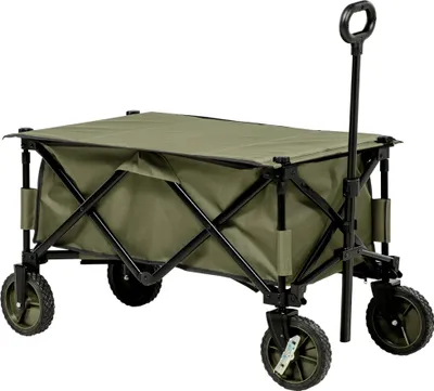 Produktbild von Strandwagen, klappbarer Transportwagen 4 R?der abnehmbare Plane h?henverstellbarer Griff neigbarer Tablett klappbar und 5 Aufbewahrungstaschen 108 x 55 x 93 cm grš¹n