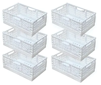 Faltboxen-Set 6er, Kunststoff, 30×20×12 cm, weiß