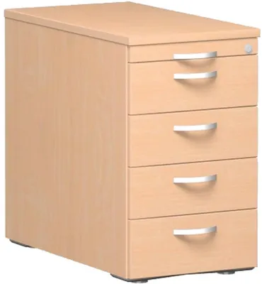 Produktbild von Geramöbel Standcontainer mit 4 Metall-Schubfächern und Utensilienschubfach, Metall-Rollschubführung, Zentralverriegelung, 438x800x720, Buche/Buche/Buche, N-0308SF4-BBB