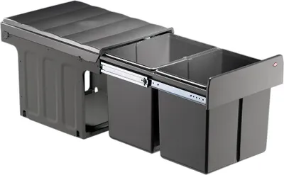 Produktbild von WESCO 887811-72 Abfallsorter 32 (2x16) Liter DOUBLE MASTER 40 DT oriongrau ab 40 cm Schrankbreite