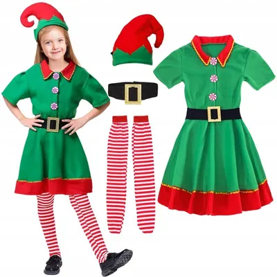 Produktbild von Hopki Elf Kostüm Kleid für Mädchen Weihnachten 98-104
