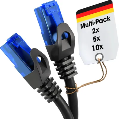 Produktbild von KabelDirekt – LAN-/Netzwerkkabel – 2x3m – Gigabit, RJ45, Schwarz