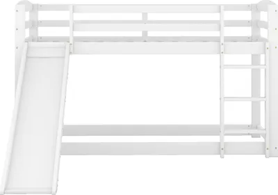 Produktbild von Etagenbett(90x200cm,Weiss)Kinderbett mit Rutsche, Massivholzrahmen,einfache Montage