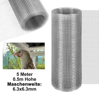 Productafbeelding van Vierkantdraad, 6,3 mm | 50 cm hoog x 5 meter lang | Gegalvaniseerd staaldraad voor dierverblijven en tuinhekken