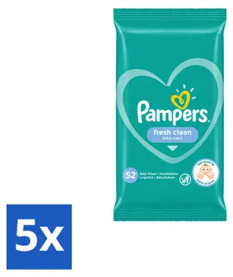 Immagine prodotto di 5 confezioni di salviette umidificate Pampers Fresh Clean – confezione  – 5 pezzi