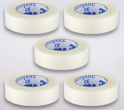 Image de Micropore 3M Tape Pansement non-tissé Hypoallergénique Blanc pour la peau et les cils en 1,25 cm, 3 pièces