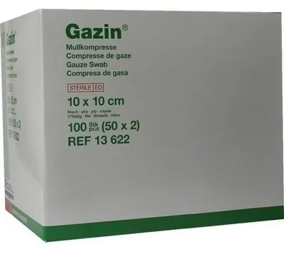 Immagine prodotto di GAZIN Compresse di garza 10x10 cm, sterili, 8 pezzi