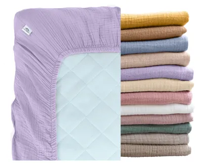 Produktbild von Musselin Babybettlaken 70x140 cm Flieder - Spannbettlaken, 100% Baumwolle