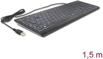 Obrázok produktu pre DeLOCK 12170, Kábel, USB, Mechanický spínač kláves, QWERTZ, RGB LED, Čierna