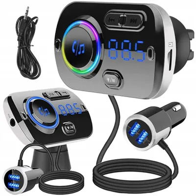 Zdjęcie produktu dla Transmiter Samochodowy FM Bluetooth + Ładowarka ISO TRADE