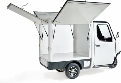 Produktbild von Urban Hopper Cargo Plus mit Kastenaufbau mit 3 Türen 3000W 25/45Kmh 60V 100Ah, Farbe:blau, Höchstgeschwindigkeit:45 km/h