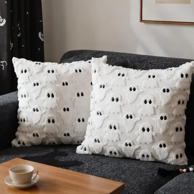 Produktbild von Kissenbezug Halloween Geister 45x45 cm 2er Set Weiß Polyester