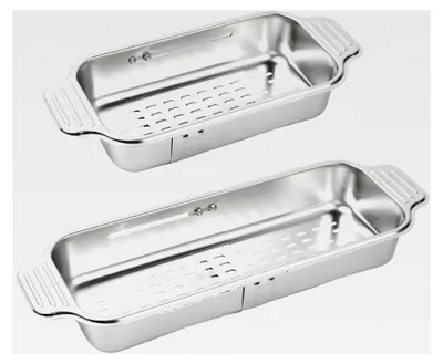 Produktbild von Ausziehbarer Siebkorb über der Spüle, Edelstahl Siebkorb für Spülbecken, erweiterbares Küchensieb für Gemüse und Obst, 33,5-44,5 cm