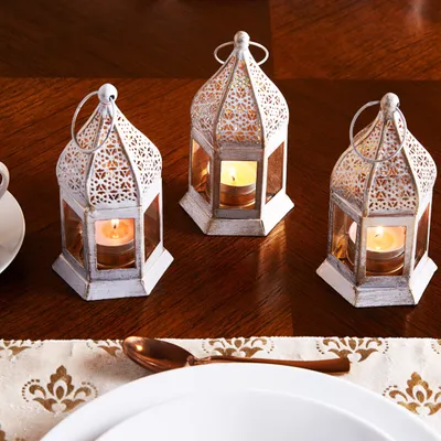 Produktbild von MARRAKESCH 3er Set Orientalische Laterne Gadi 12cm Windlichter Laternen für draußen als Balkon deko oder innen als Wohnzimmer Ramadan Deko