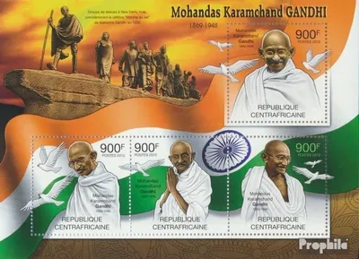 Produktbild von Briefmarken Zentralafrikanische Republik 2012 Mi 3707-3710 Kleinbogen (kompl. Ausgabe) postfrisch Mohandas Karamchand Gandhi