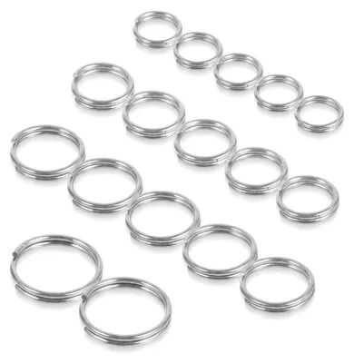 Schlüsselringe aus Edelstahl, 17 Stück, 10–20 mm, flach