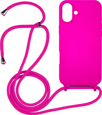 Produktbild von Handyhülle Pink mit Handykette für Iphone 16 Silikon Schutzhülle Case Zum Umhängen Crossbody