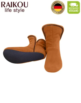 Produktbild von RAIKOU Hausschuhe Damen, Herren aus Micro Fleece mit ABS und Rutschfester Sohle Orange 43/46