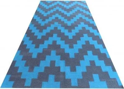 Imagen del producto de Kelim Modern 43, color azul/gris (100x160 cm)