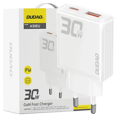 Immagine prodotto di Caricabatterie da rete Gan Dudao A30Eu 30W Usb-A / Usb-C - Bianco