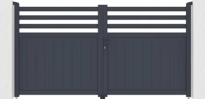 Produktbild von Doppelflügeltor aus Aluminium 3m NEVIS H.160cm grau