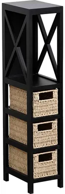 Image de TENDANCE Étagère de salle de bain Badregal, 3 niveaux en MDF noir, organisateur de salle de bain, design moderne
