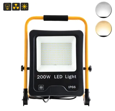 Immagine prodotto di VA-Cerulean, faretto LED da 200W, set da 2 pezzi, luce bianca fredda (6500K), grado di protezione IP66, faretto da cantiere, lampada da lavoro